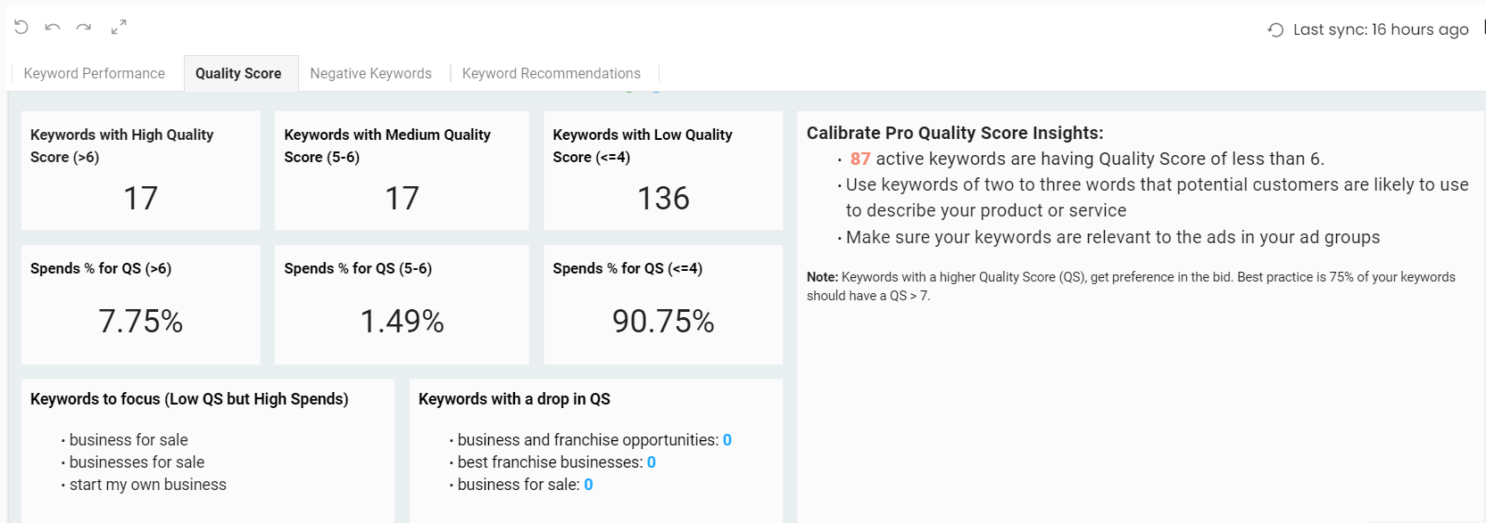Quality Score Tracker